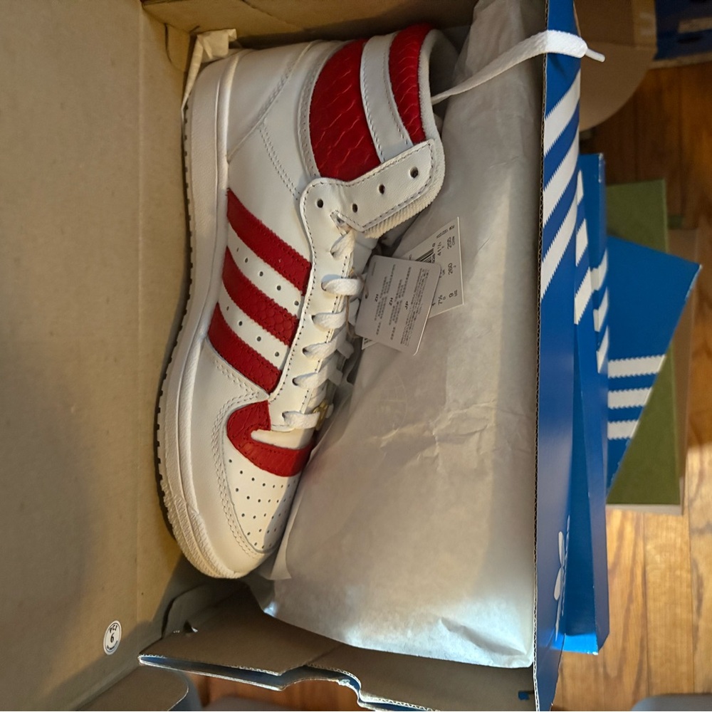 Adidas White and Red Classic Sneakers